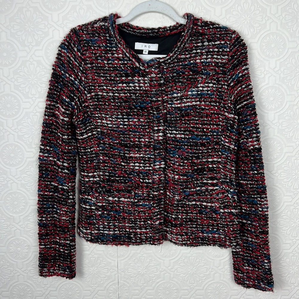 IRO Carene Tweed Jacket Textured Red Black Blue Coat Classic Classy Formal Work